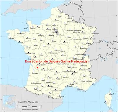 Carte de Bors (Canton de Baignes-Sainte-Radegonde)